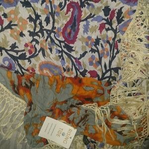 New rising tide brand fringe patterned scarf